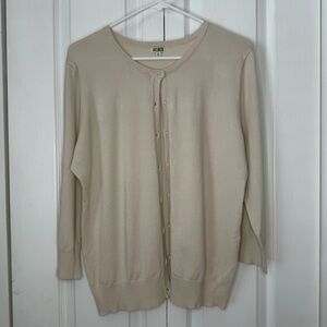 14th & Union Women's Beige Button Front Cardigan Sweater XL